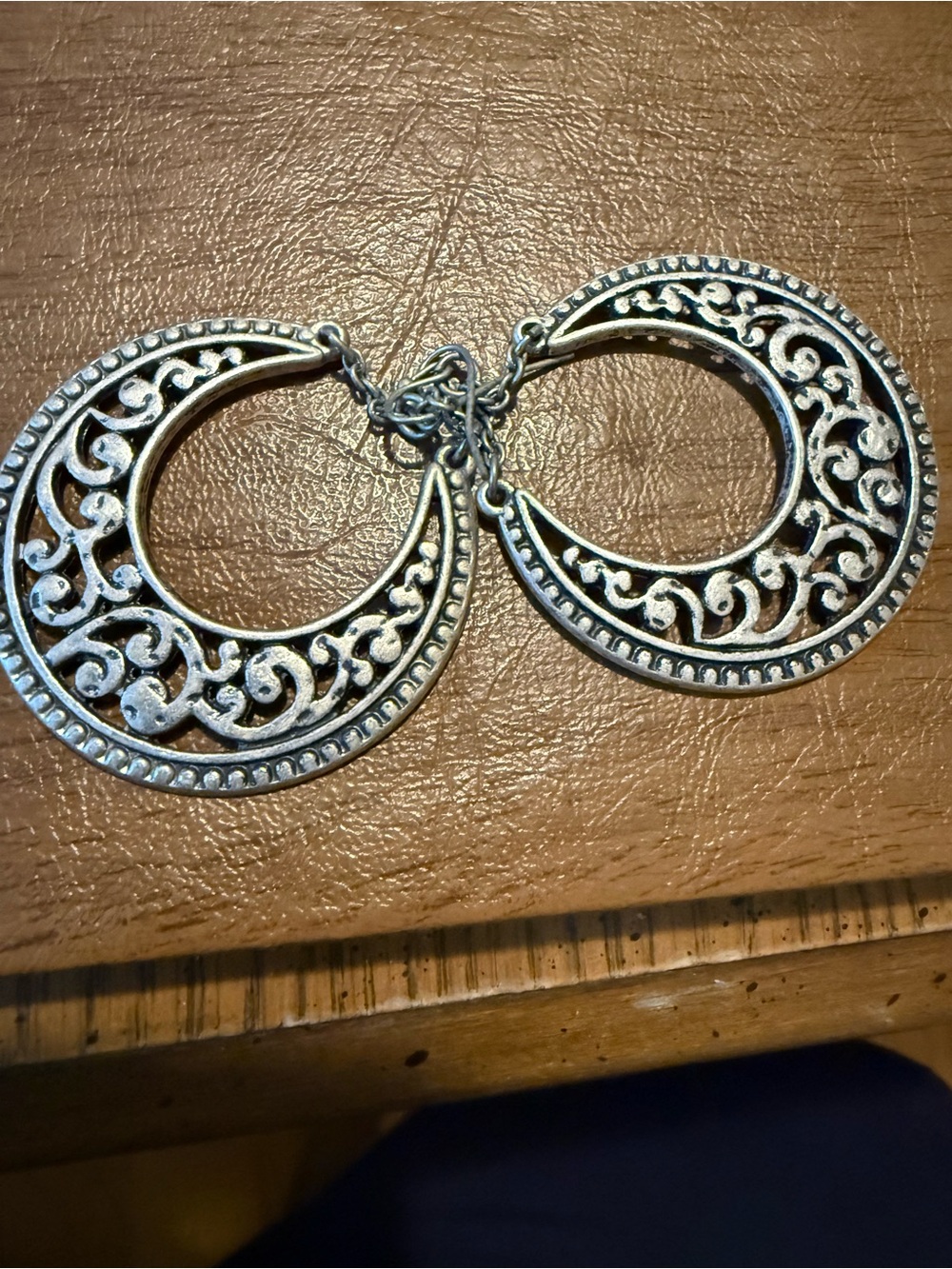 Filigree Hoop Statement Earrings - Silver Tone